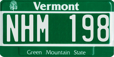VT license plate NHM198
