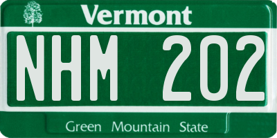 VT license plate NHM202