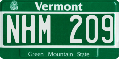 VT license plate NHM209
