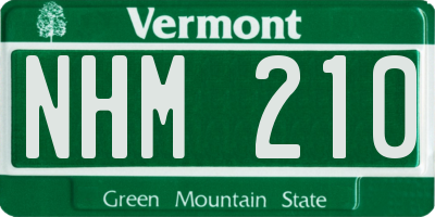 VT license plate NHM210