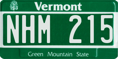 VT license plate NHM215