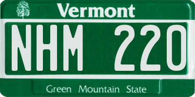 VT license plate NHM220