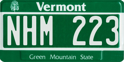 VT license plate NHM223
