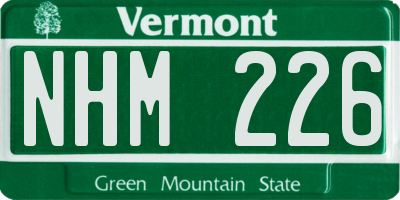 VT license plate NHM226