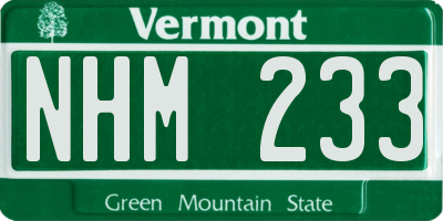 VT license plate NHM233