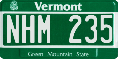VT license plate NHM235