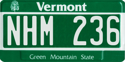 VT license plate NHM236