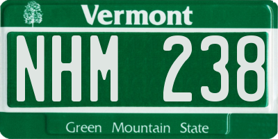 VT license plate NHM238