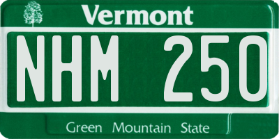 VT license plate NHM250