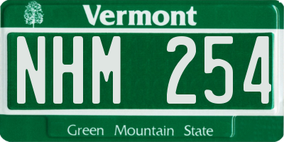 VT license plate NHM254