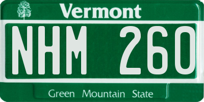 VT license plate NHM260