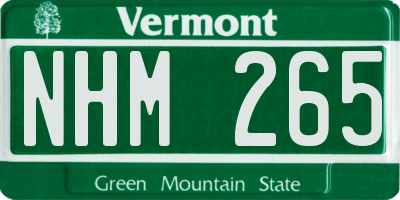 VT license plate NHM265