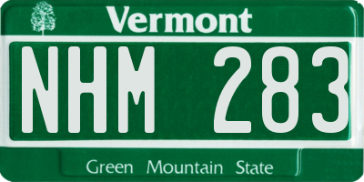 VT license plate NHM283