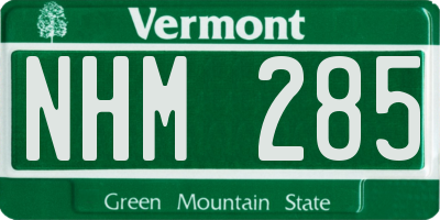 VT license plate NHM285