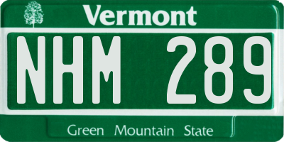 VT license plate NHM289