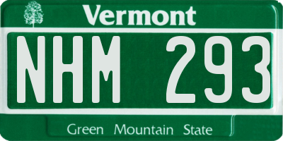 VT license plate NHM293