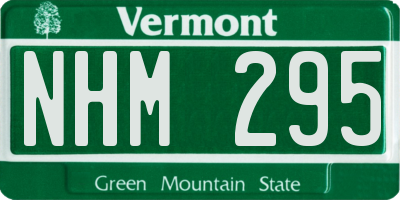 VT license plate NHM295
