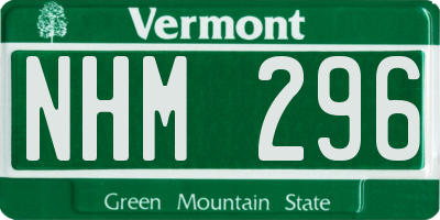 VT license plate NHM296