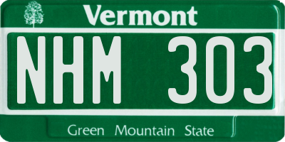 VT license plate NHM303
