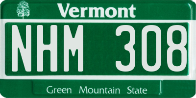 VT license plate NHM308