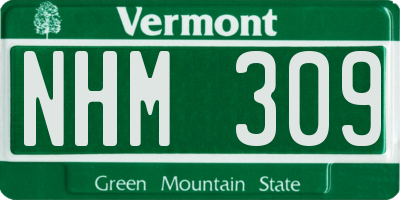 VT license plate NHM309