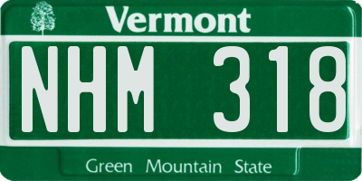VT license plate NHM318