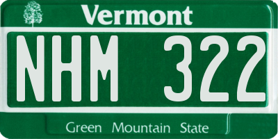 VT license plate NHM322