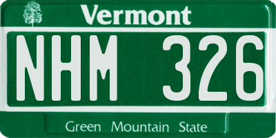 VT license plate NHM326