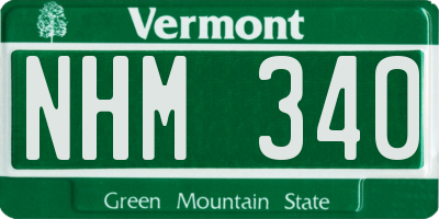 VT license plate NHM340