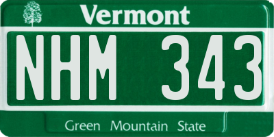 VT license plate NHM343