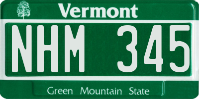 VT license plate NHM345