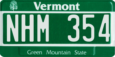 VT license plate NHM354