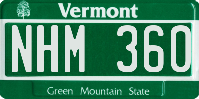 VT license plate NHM360