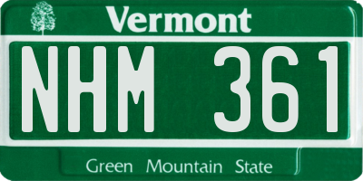 VT license plate NHM361