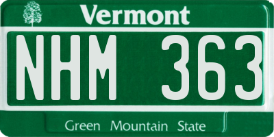 VT license plate NHM363