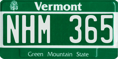 VT license plate NHM365