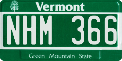 VT license plate NHM366