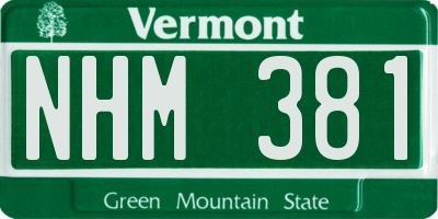 VT license plate NHM381