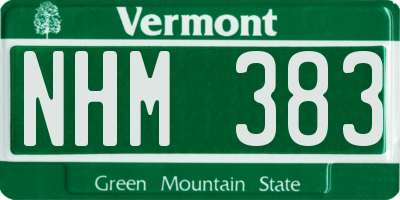 VT license plate NHM383