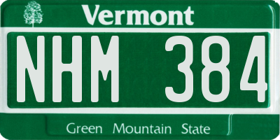 VT license plate NHM384