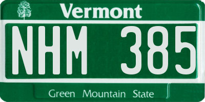 VT license plate NHM385