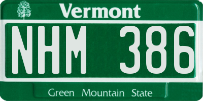 VT license plate NHM386