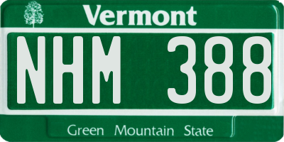 VT license plate NHM388