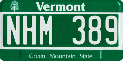 VT license plate NHM389