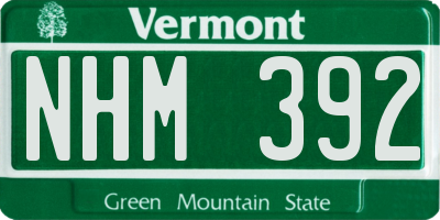 VT license plate NHM392