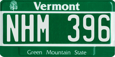 VT license plate NHM396