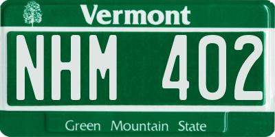 VT license plate NHM402