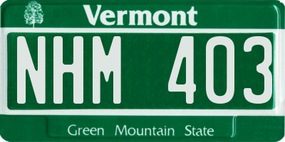 VT license plate NHM403