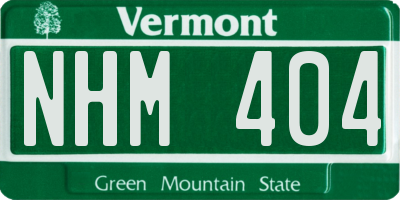 VT license plate NHM404