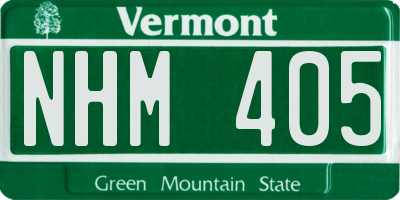 VT license plate NHM405